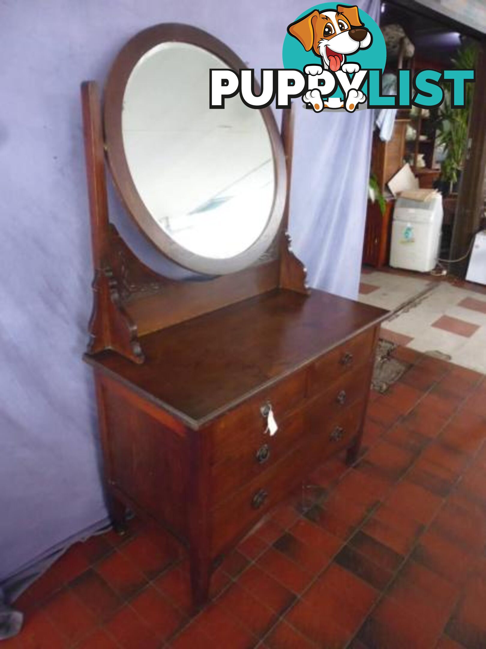 Dressing Table, Round Mirror, 368243