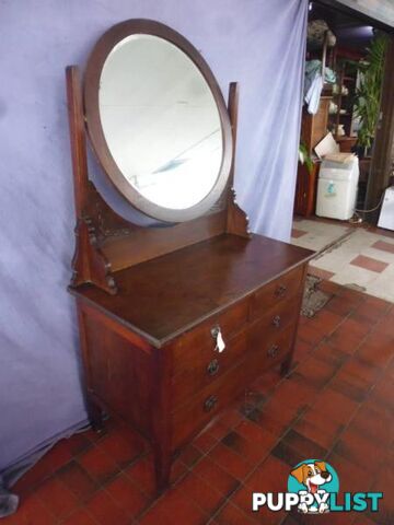 Dressing Table, Round Mirror, 368243