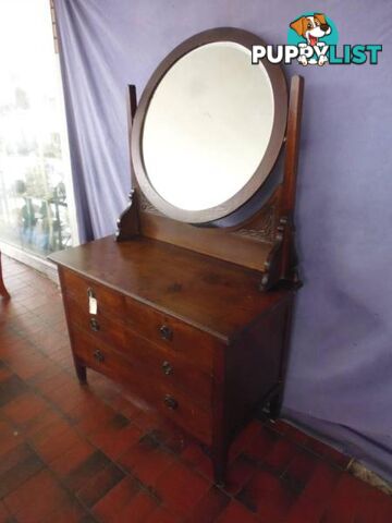 Dressing Table, Round Mirror, 368243