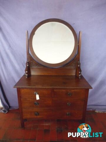 Dressing Table, Round Mirror, 368243