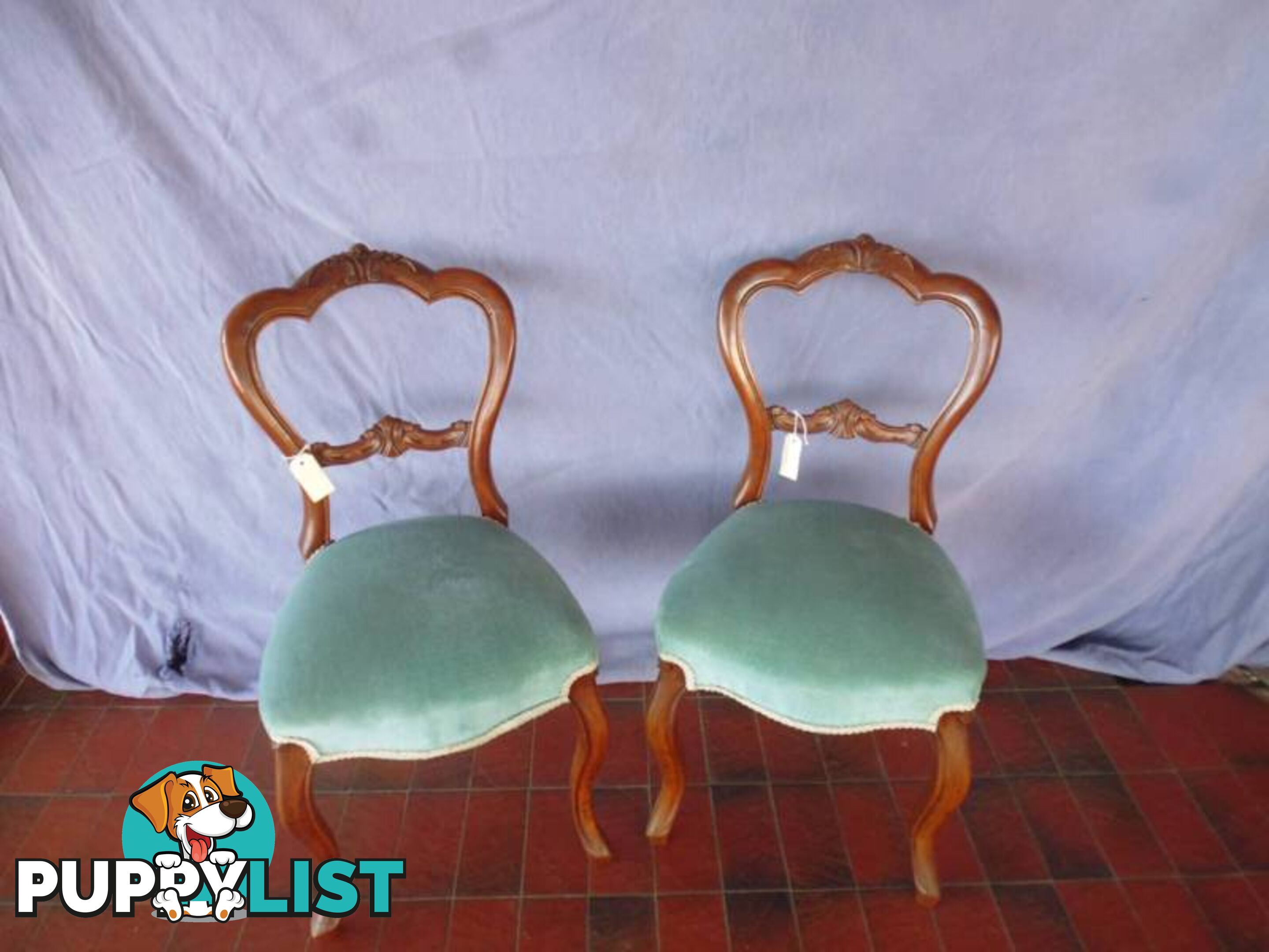 2 x Blue Victorian Chairs, 369964