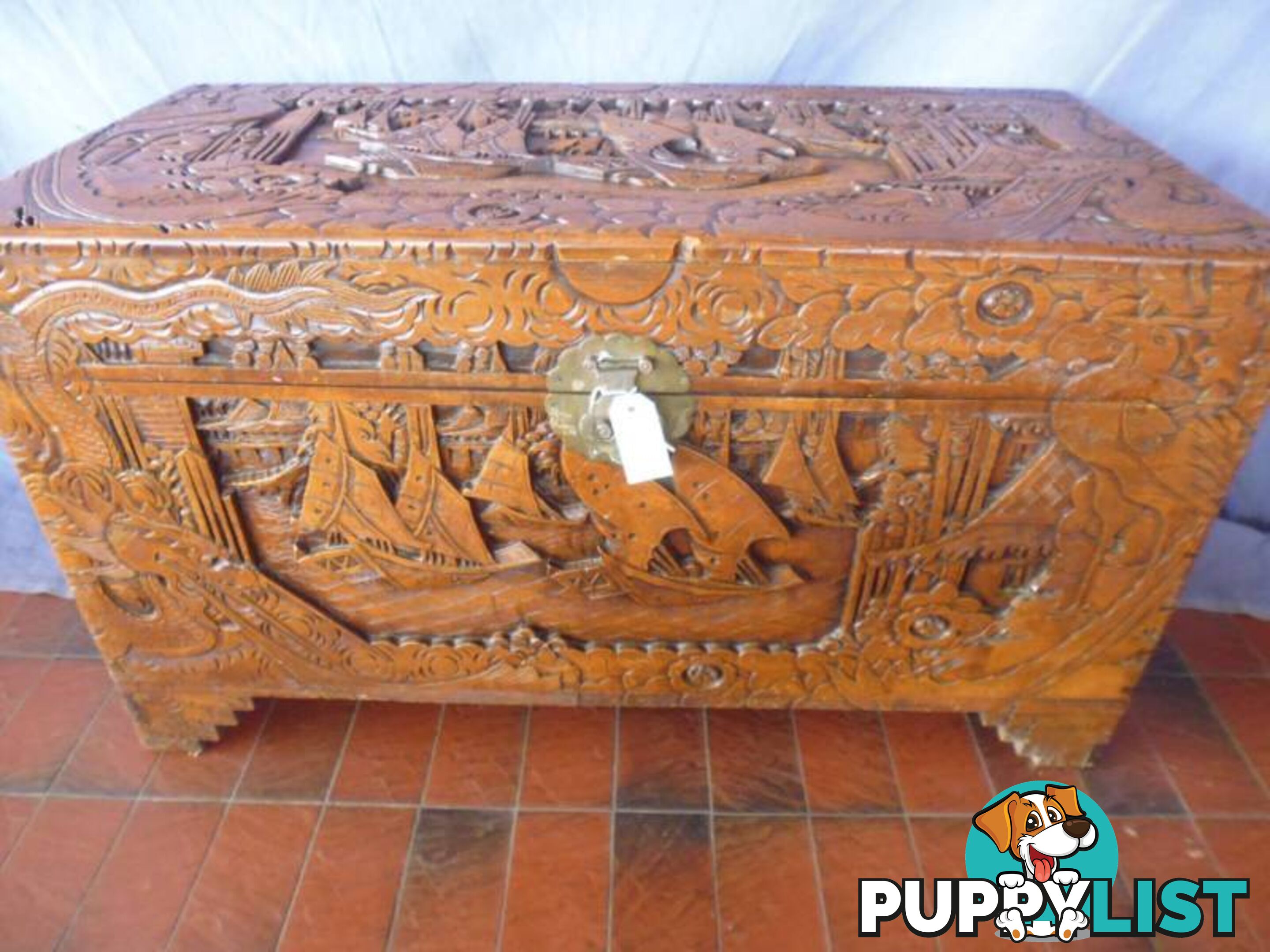 Camphor Wood Chest Large Carved 369319