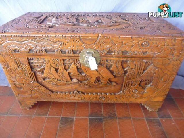 Camphor Wood Chest Large Carved 369319