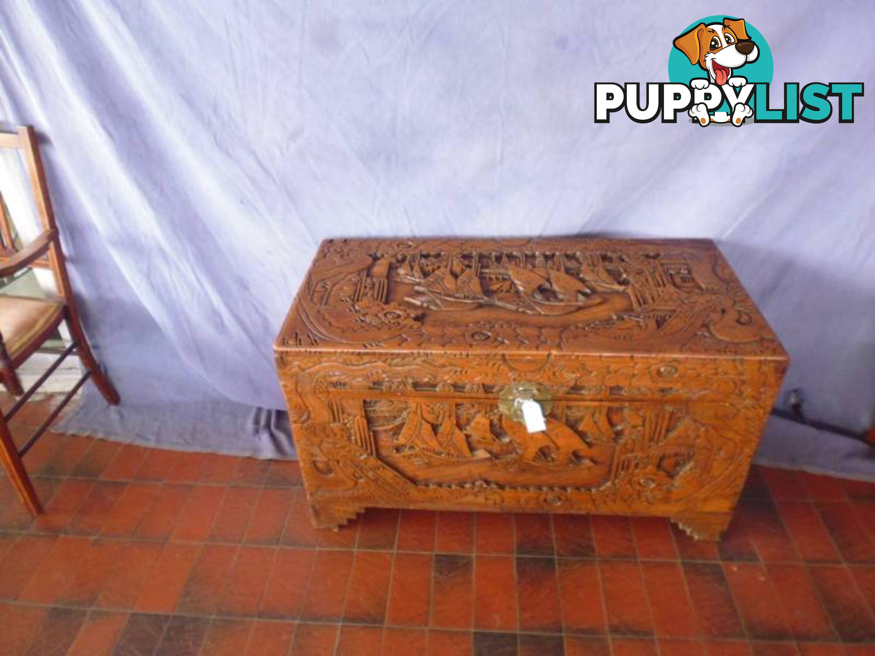 Camphor Wood Chest Large Carved 369319