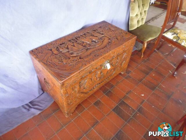 Camphor Wood Chest Large Carved 369319