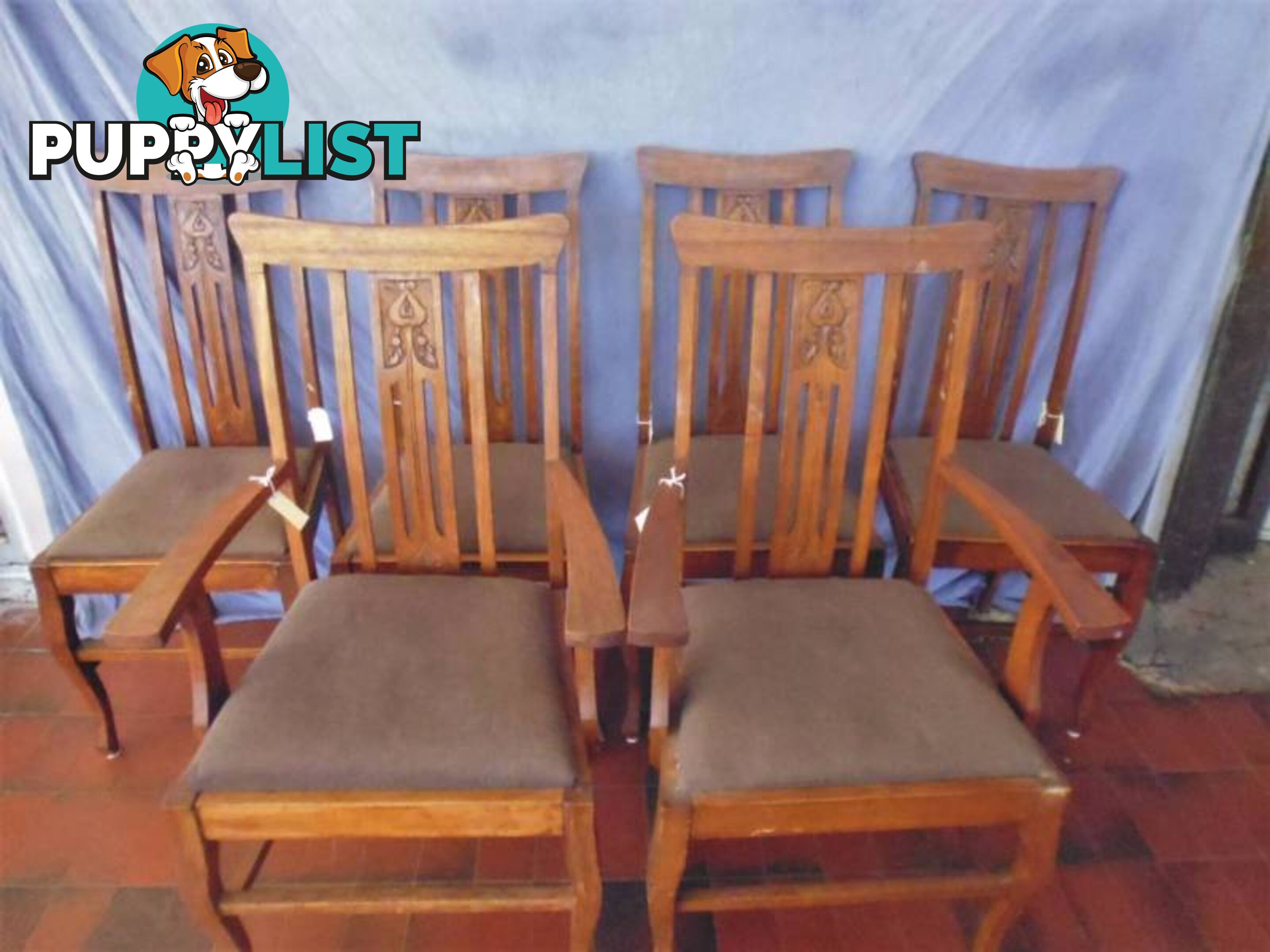 6 Slat Back Chairs, 370104