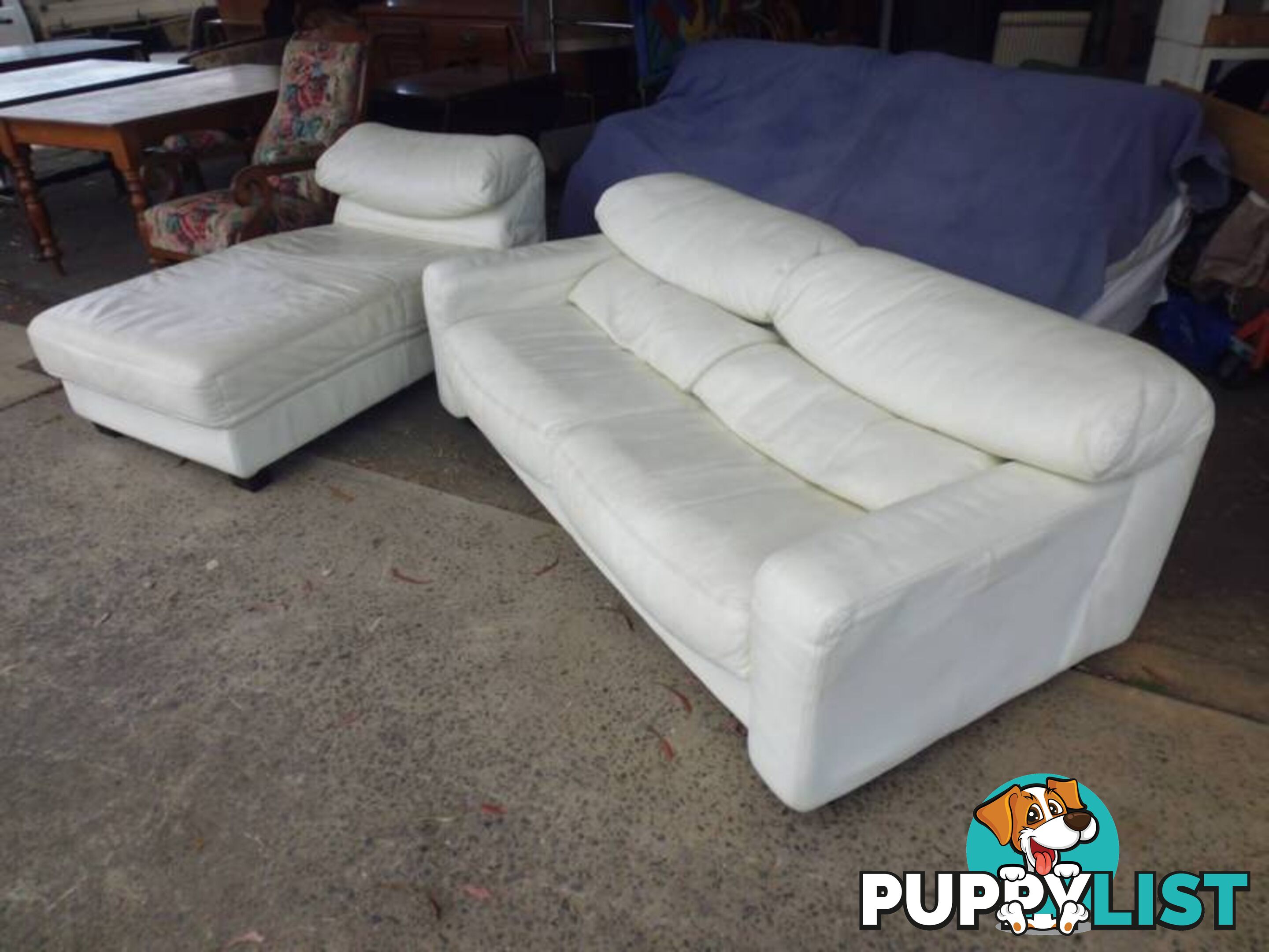 Lounge Suite, 2 Piece, White Leather, 369227