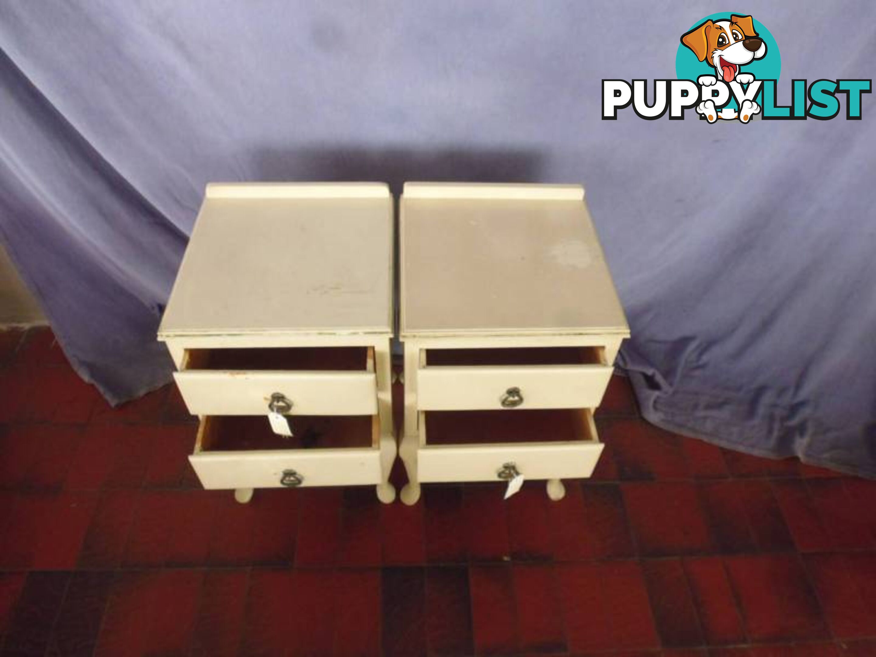 Cabinet Bedside x 2 White Cabriole Legs 369306