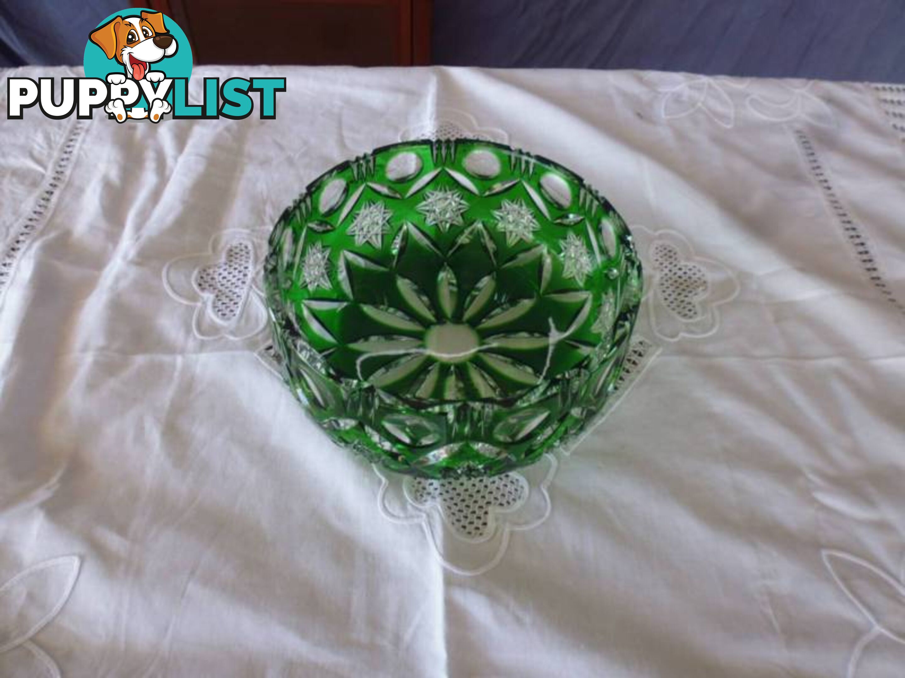 Bowl Green Crystal Diamond Cut 369476