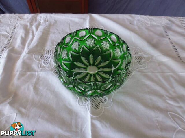 Bowl Green Crystal Diamond Cut 369476