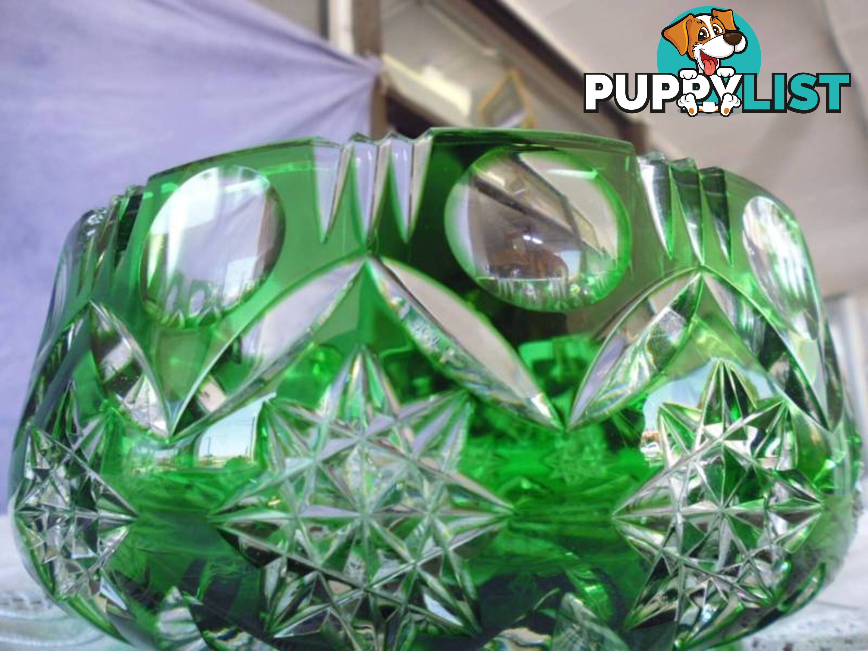 Bowl Green Crystal Diamond Cut 369476