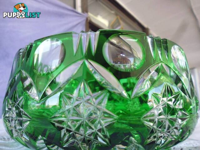 Bowl Green Crystal Diamond Cut 369476