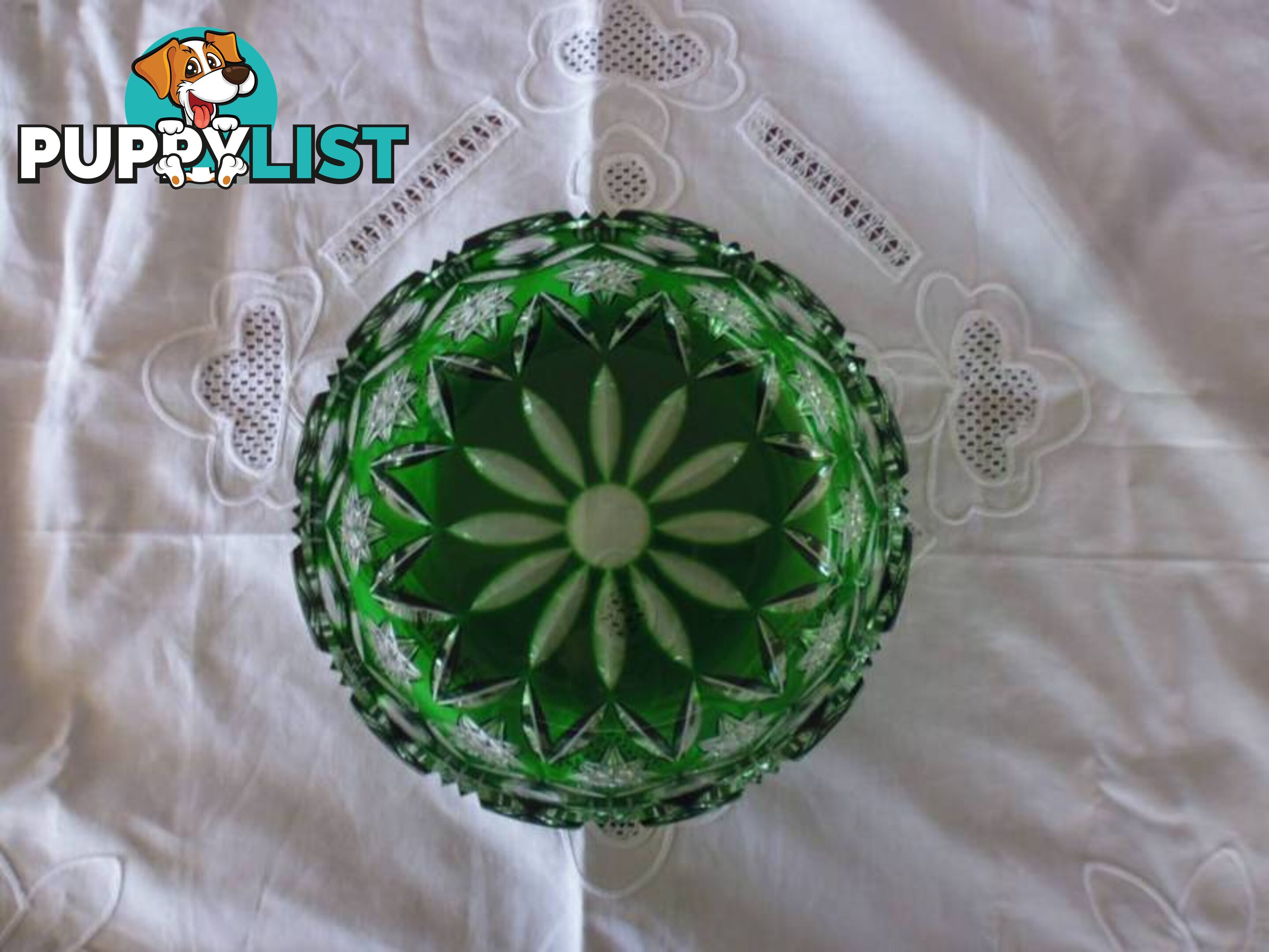 Bowl Green Crystal Diamond Cut 369476