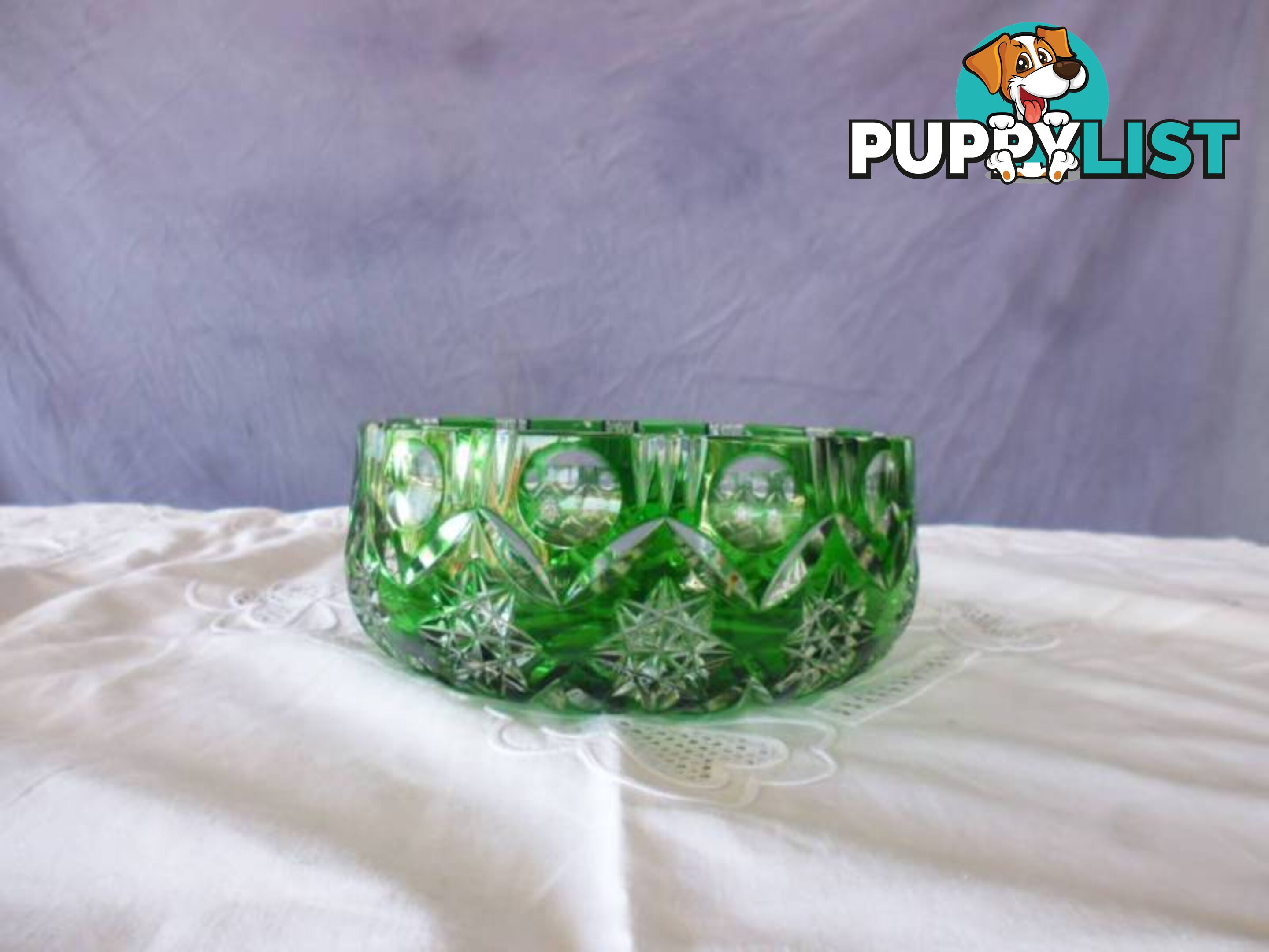 Bowl Green Crystal Diamond Cut 369476