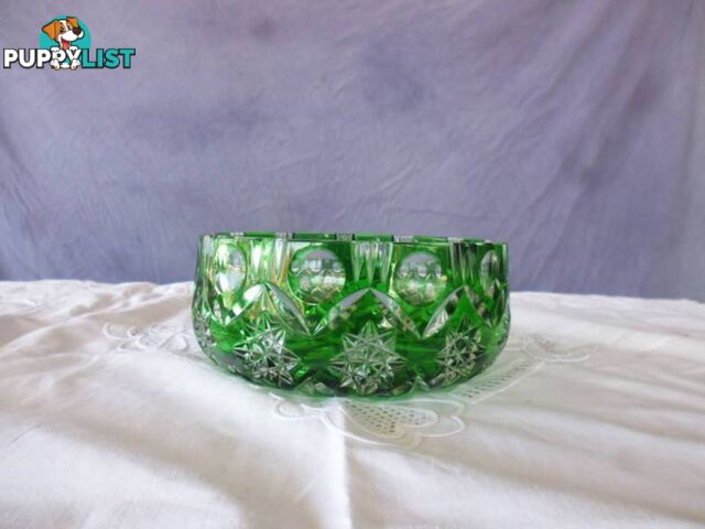 Bowl Green Crystal Diamond Cut 369476