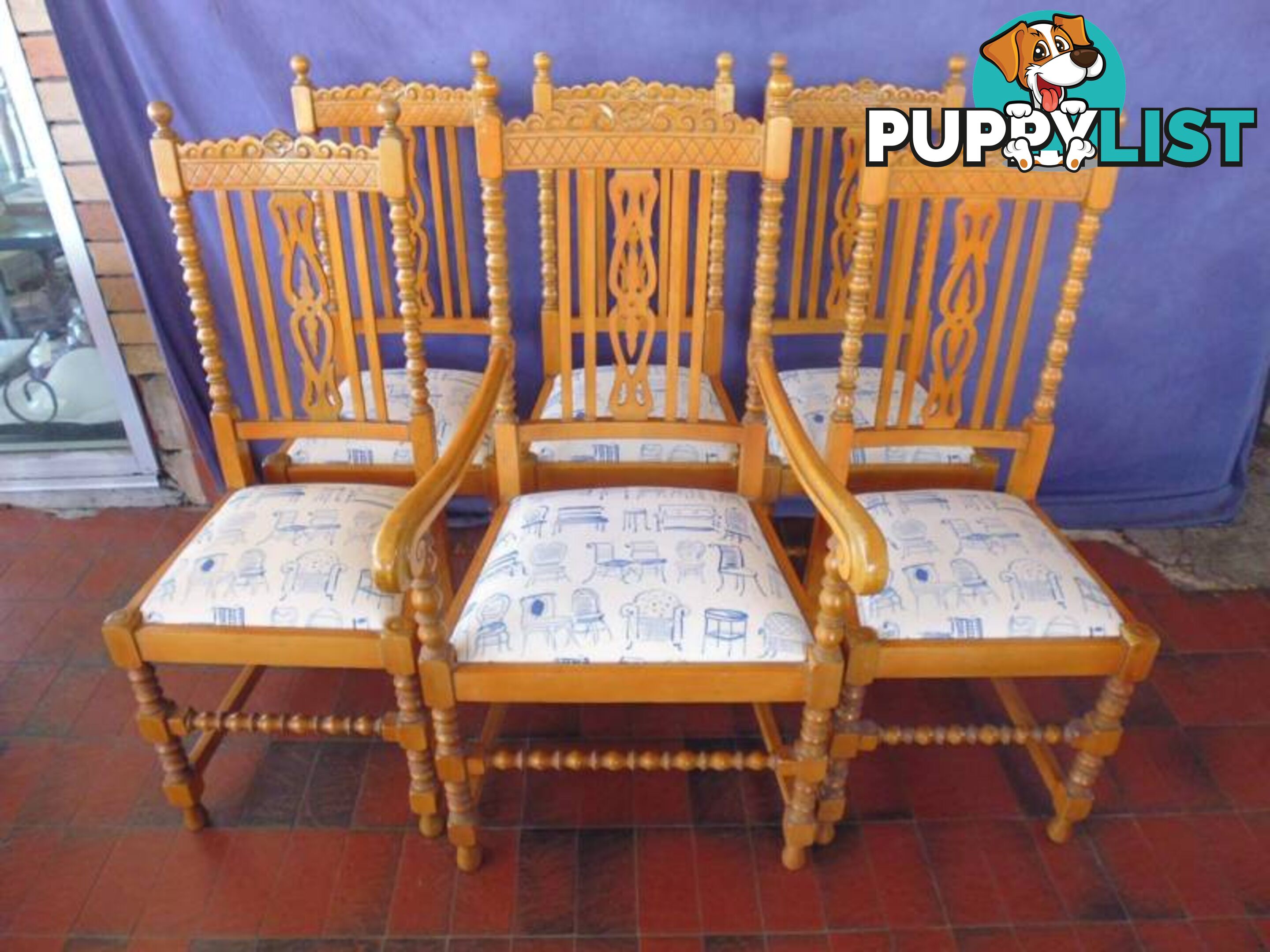 Chairs 6 Oak Jacobean Painted 366672