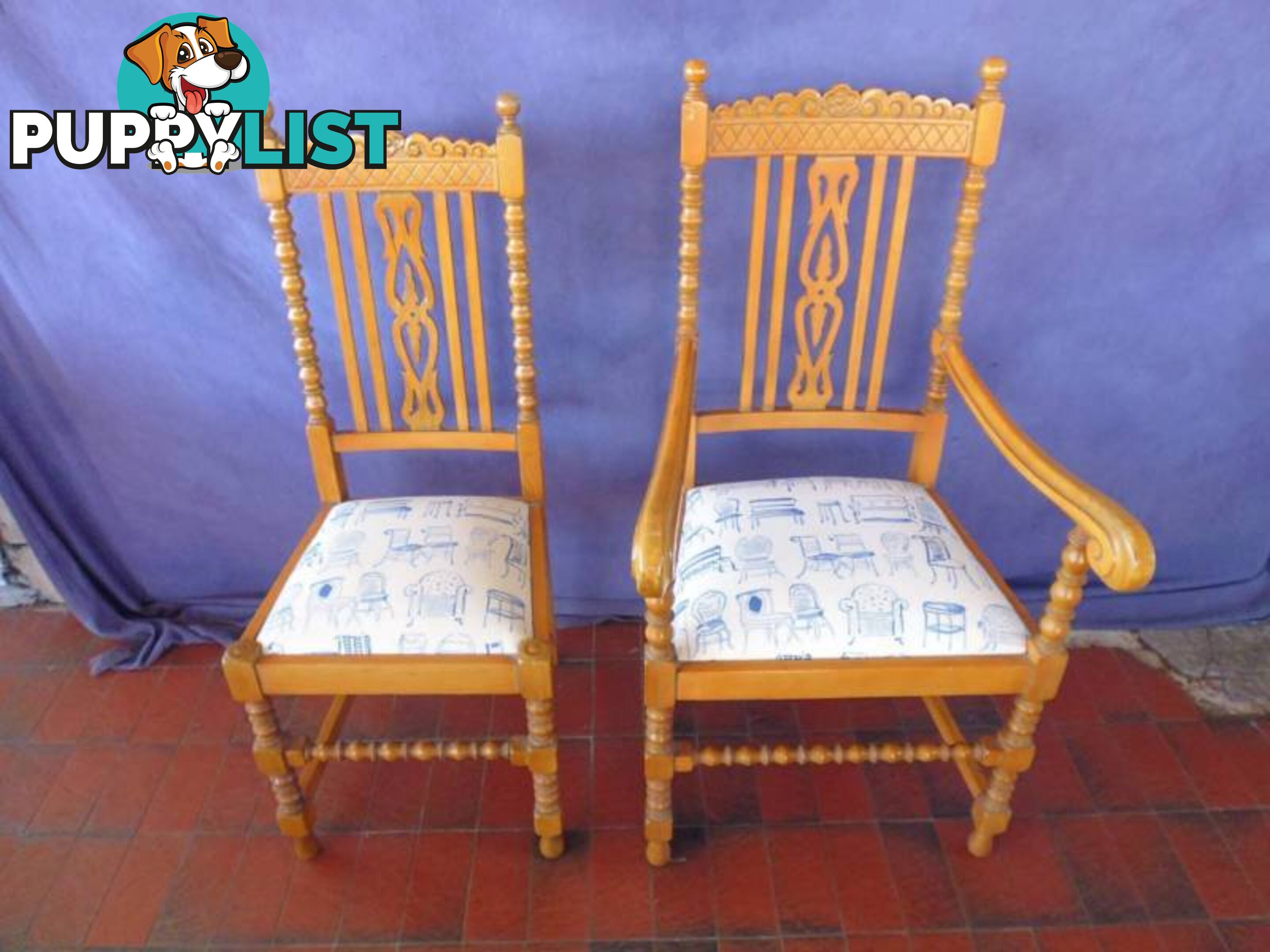 Chairs 6 Oak Jacobean Painted 366672