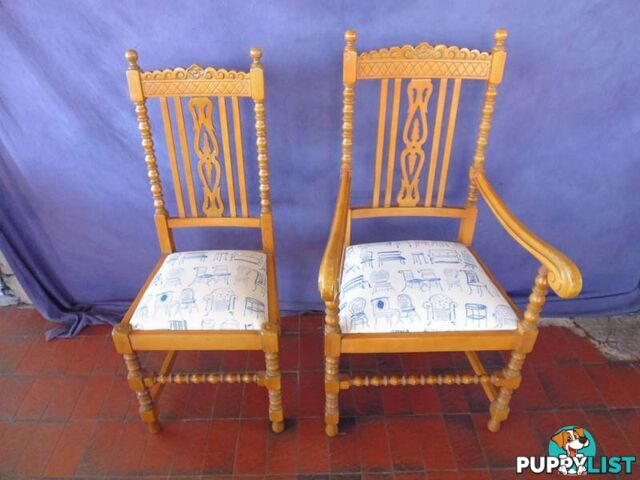 Chairs 6 Oak Jacobean Painted 366672