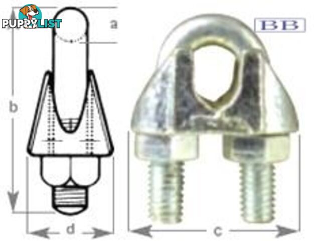 Gal Wire Rope Grip suits wire 1/4"