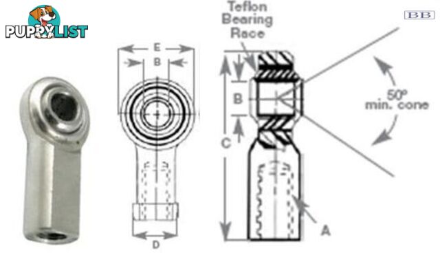 Rod end s/s 1/2 UNF