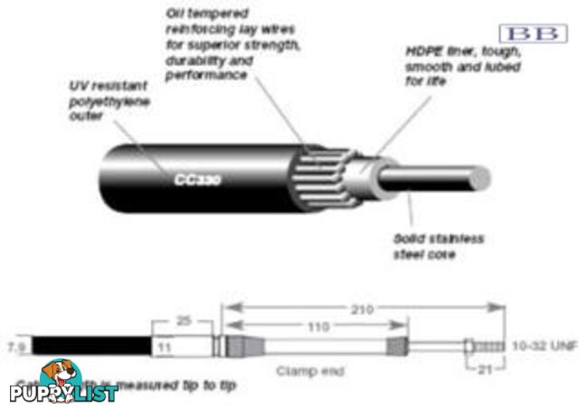 6.71m (22') CC330 Miracable Control Cable