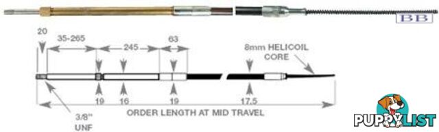 D0499 - TFX steering cable - 3.75m