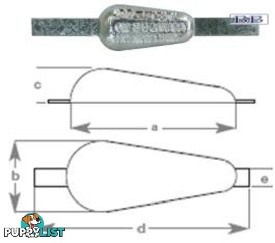 Tear Drop Anode Inc Strap 1.1kg