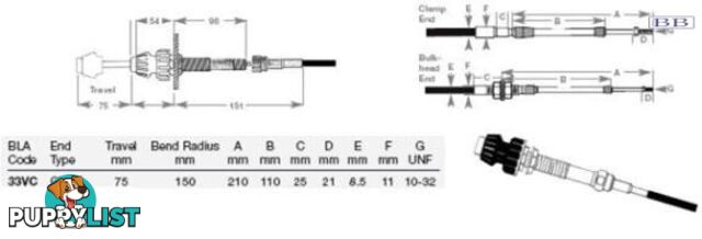 33VC Vernier Head & Cable - 1.75m