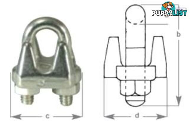 S/S Wire Rope Grip suits wire 8mm