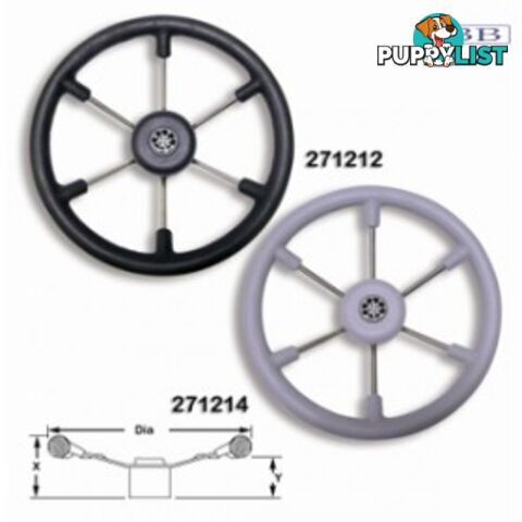 Boat steering wheels Leader S/S 271212 steering Wheel Black or Grey