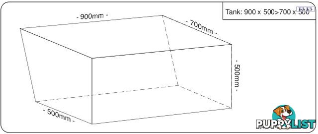 Water tanks 900mm LONG* x 700mm MID x 500mm SHORT 250 litre