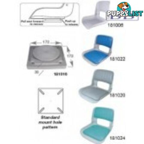 Boat Quick Disconnect Swivel Seat and Base - Blue Pads