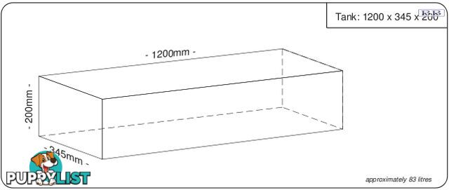 Water tank 1200mm LONG x 345mm MID x 200mm SHORT  83 litre