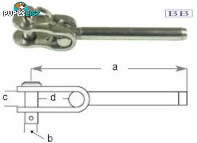 Swage Toggle Terminals  to suit 2.5mm (3/32") wire TO   1/4