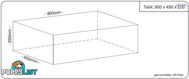 Water tank 900mm LONG x 450mm MID x 250mm SHORT 100 litre
