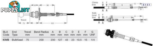 43VB Vernier Head & Cable - 7.75m