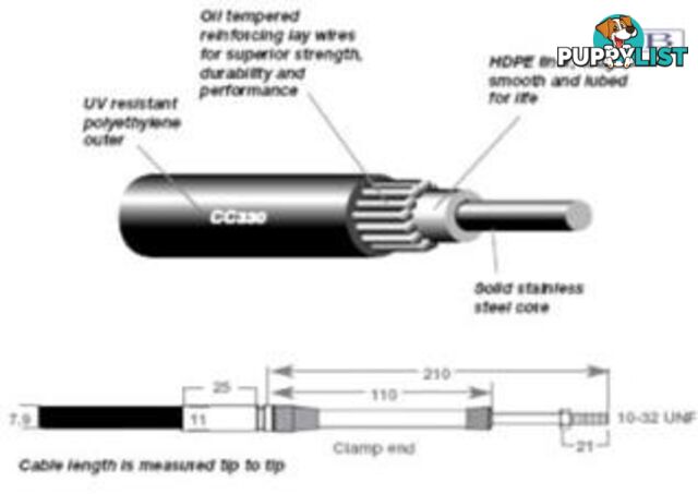 3.96m (13') CC330 Miracable Control Cable