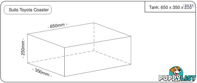 Water tank 650mm LONG x 350mm MID x 250mm SHORT  55 litre