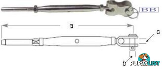 Turnbuckle to suit 5.0mm (3/16") wire