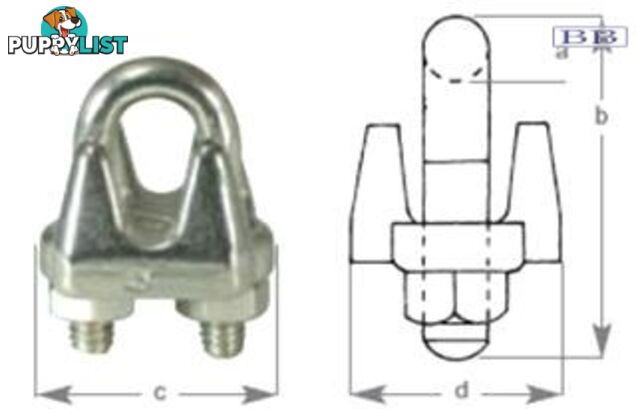 S/S Wire Rope Grip suits wire 19mm