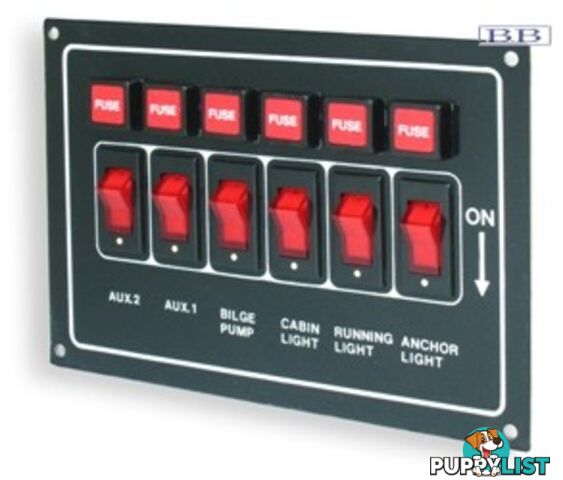 Horizontal Illuminated 6 Switch Panel