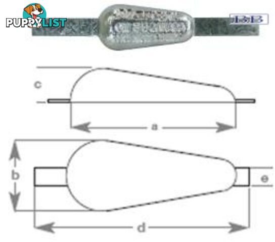 Tear Drop Anode Inc Strap 2.2kg