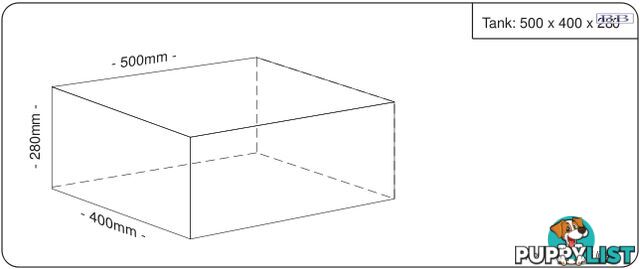 Water tank 500mm LONG x 400mm MID x 280mm SHORT  55 litre