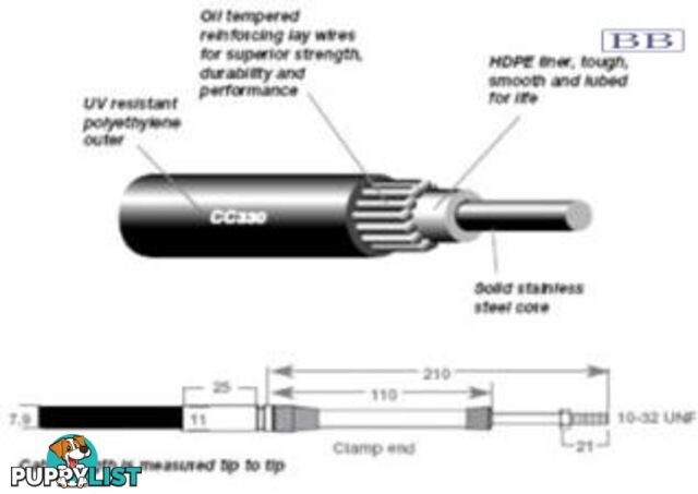 1.83m (6') CC330 Miracable Control Cable