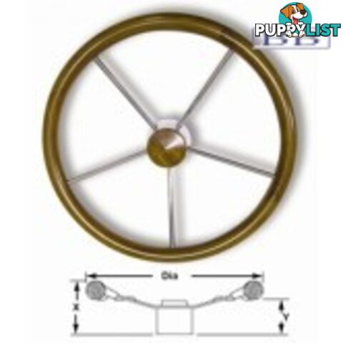 Teak S/S Wheel Large