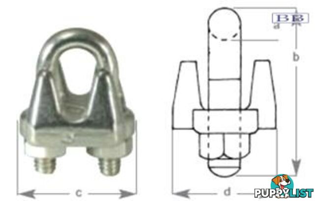 S/S Wire Rope Grip suits wire 14mm