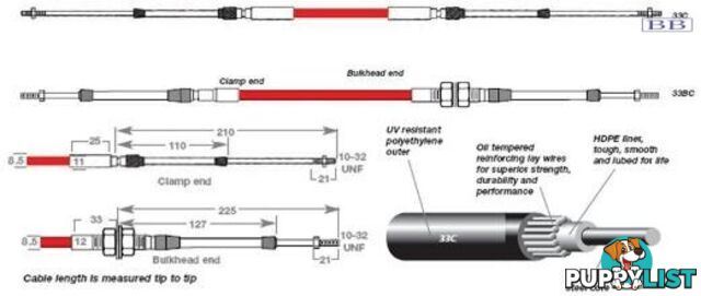 33C0550 TFX 33C cable, clamp end, 5.50m