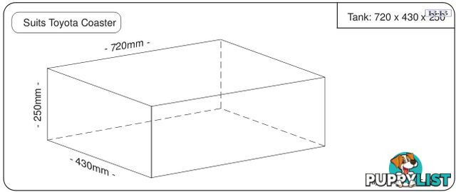 Water tank 720mm LONG x 430mm MID x 250mm SHORT  75 litre