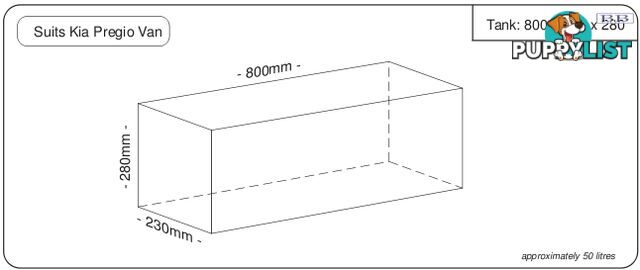 Water tank 800mm LONG x 280mm MID x 230mm SHORT  50 litre