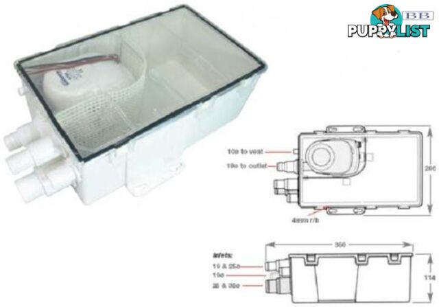 Attwood Grey waste sump & pump 12 / 24v Volt